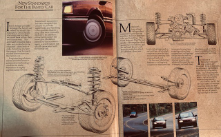 Car brochures used to explain a lot more of how a car worked. This page talks about the engineering elements of the Medallion’s 4-wheel independent suspension system with “anti-dive” front wishbones.